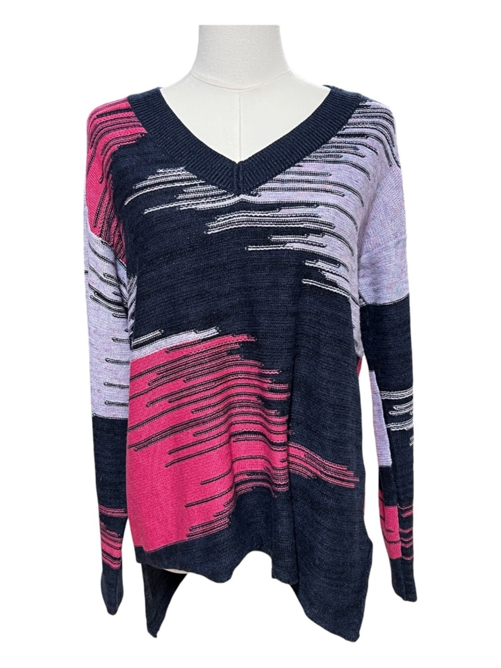 EUC NIC+ZOE Abstract Colorblock Sweater | Size Medium Petite